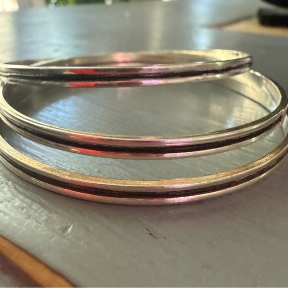 Sterling Silver 3 Bangle Bracelets - Picture 5 of 13